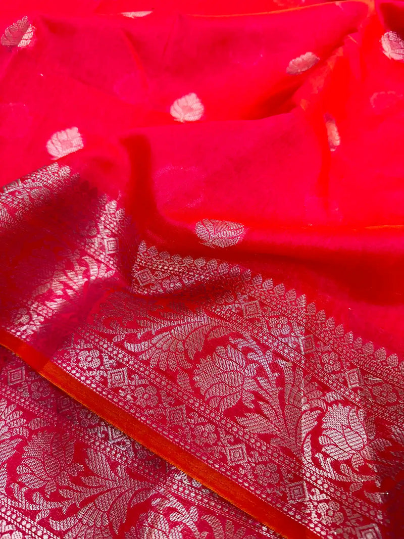 Pink Soft Silk Khaddi Buti Banarasi Saree