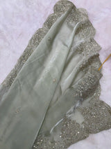 Pista Green Shimmery Tissue Silk Saree