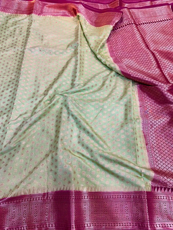 Pista Green Warm Silk Buta Banarasi Saree