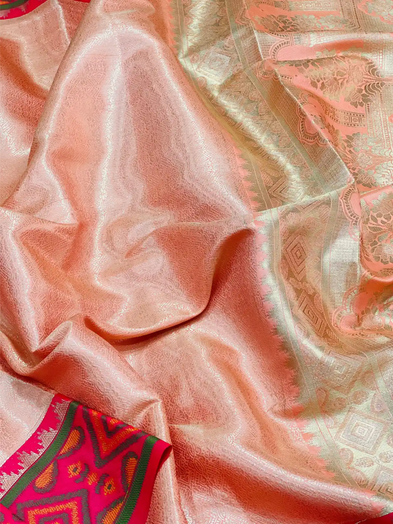 Pochampally Border Weave Embossed Tissue Silk Saree