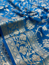 Powder Blue Pure Chiniya Silk Banarasi Saree