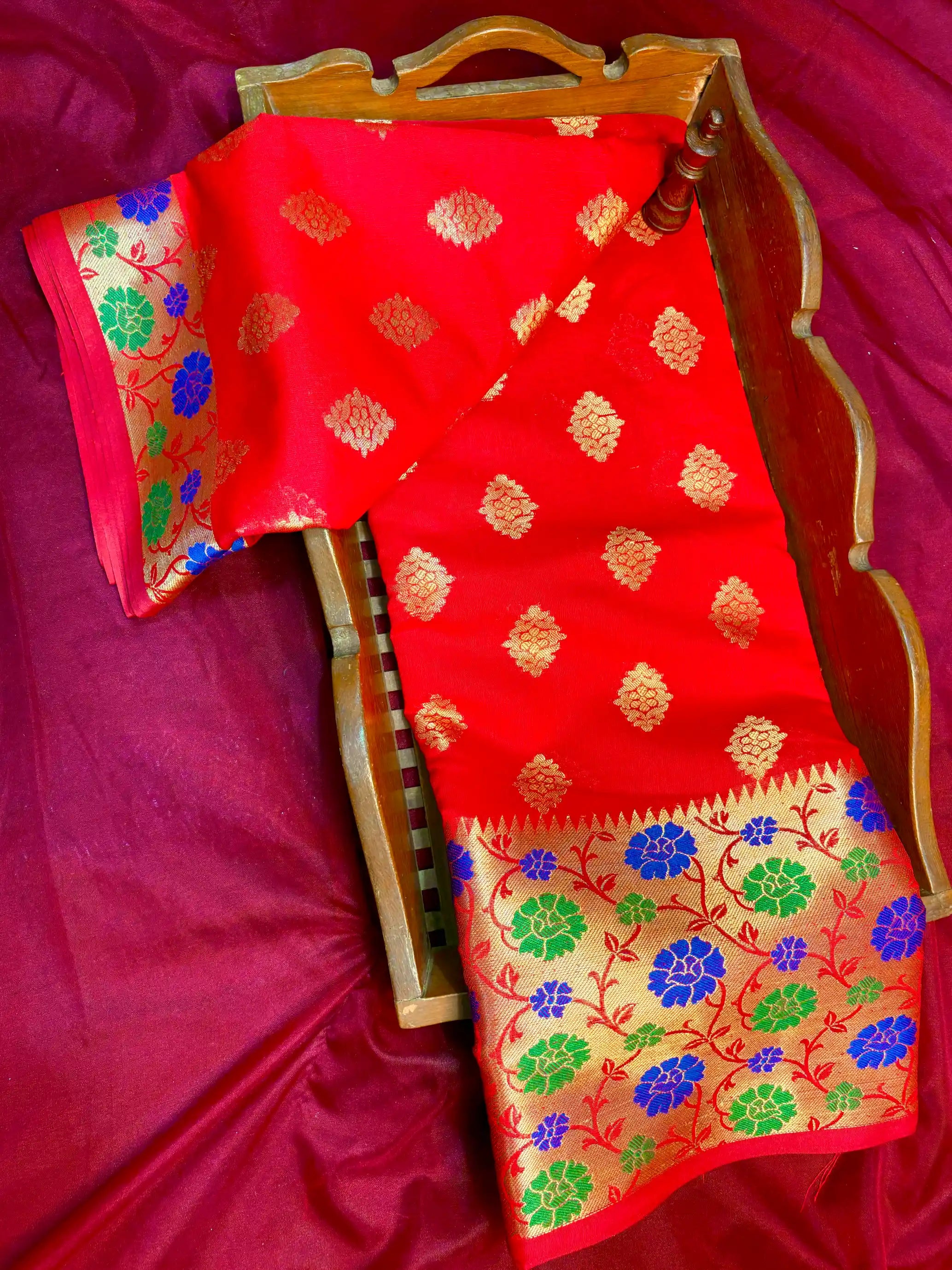 Premium Embossed Weave Softsilk Banarasi Saree