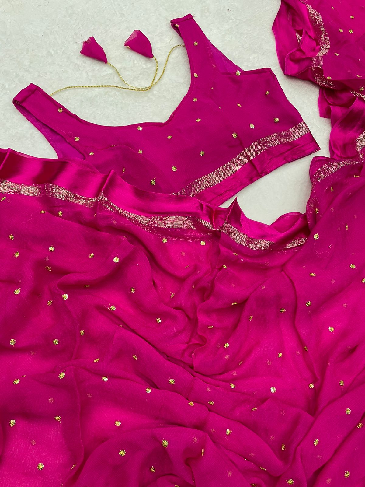 Premium Pink Georgette Banarasi Silk Saree
