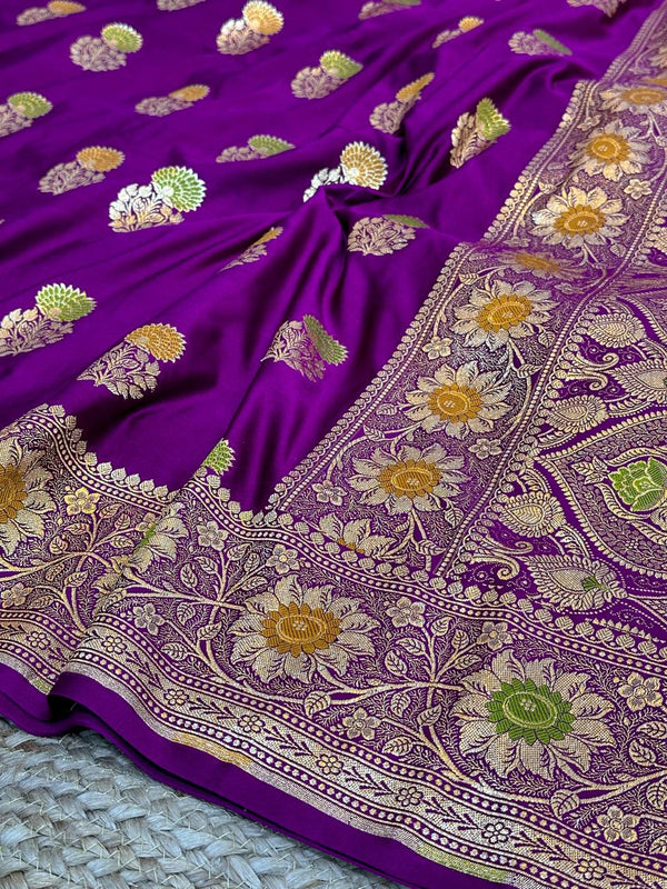 Premium Wine Mashru Katan Silk Banarasi Saree