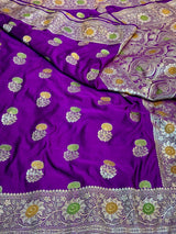 Premium Wine Mashru Katan Silk Banarasi Saree