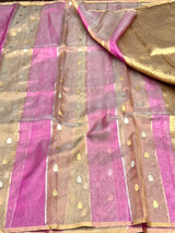 Pretty Pink Handloom Kadhua Weave Pure Tissue Silk Saree