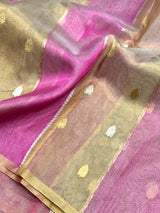 Pretty Pink Handloom Kadhua Weave Pure Tissue Silk Saree