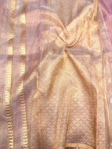 Pretty Pink Handloom Kadhua Weave Pure Tissue Silk Saree