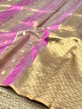 Pretty Pink Handloom Kadhua Weave Pure Tissue Silk Saree