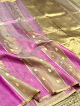 Pretty Pink Handloom Kadhua Weave Pure Tissue Silk Saree