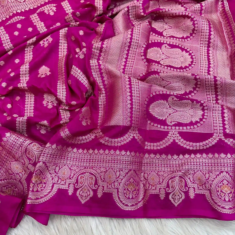 Pretty Exclusive Shades in Chinia Silk Banarasi Saree