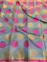 Gray Soft Cotton Silk Zari Banarasi Saree