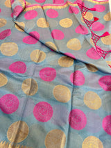 Gray Soft Cotton Silk Zari Banarasi Saree