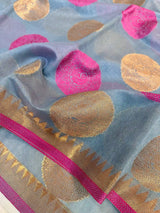 Gray Soft Cotton Silk Zari Banarasi Saree