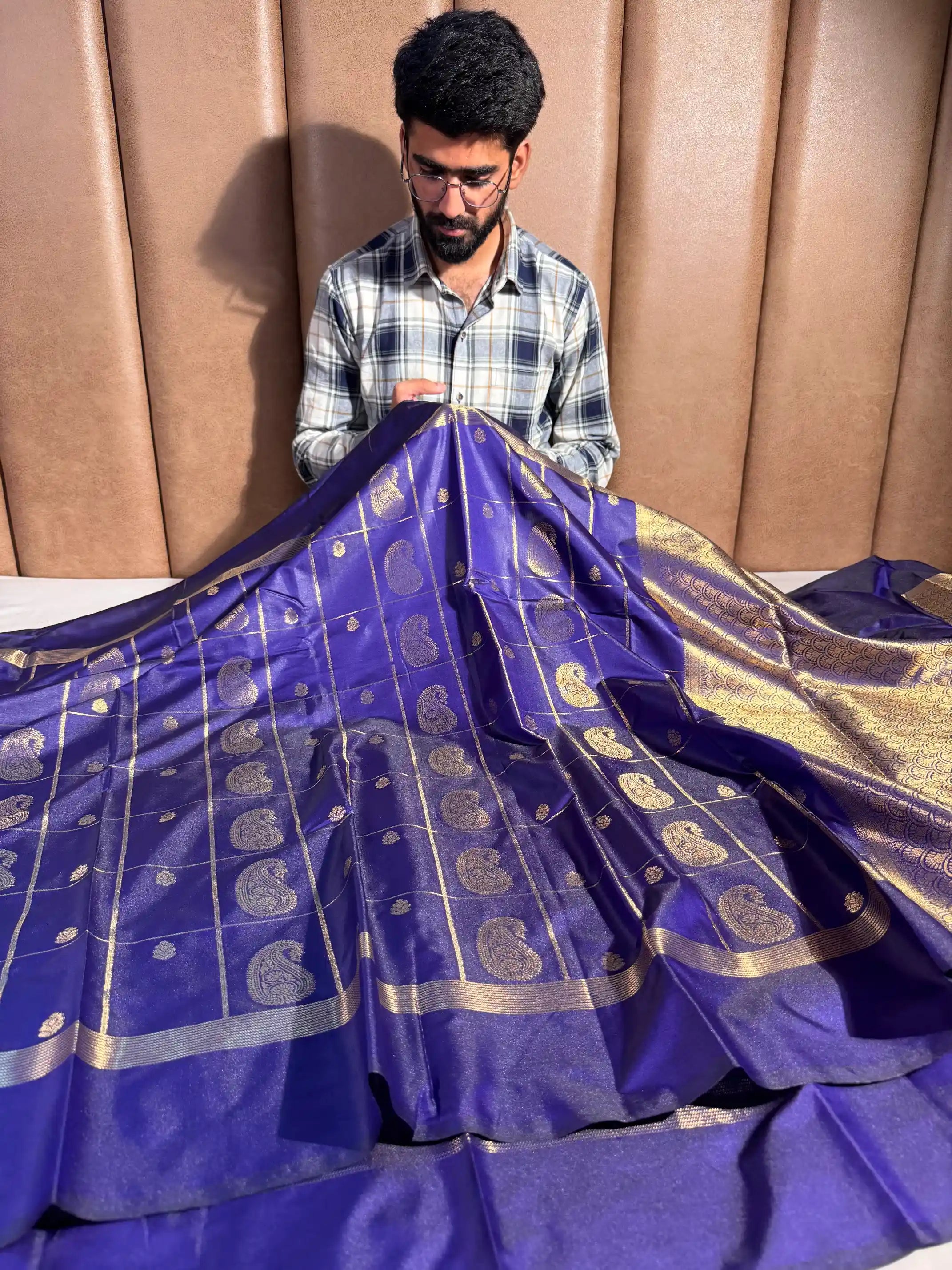 Purple Banarasi Semi Katan Silk Banarasi Saree
