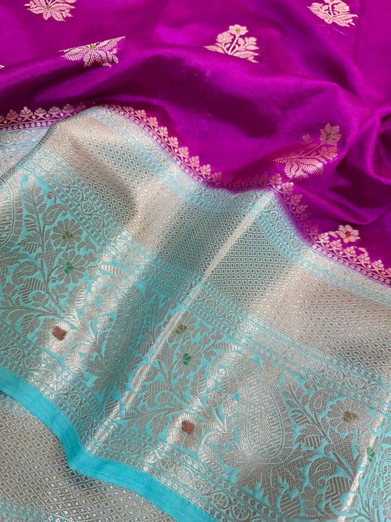 Purple Chinia Silk Banarasi Saree