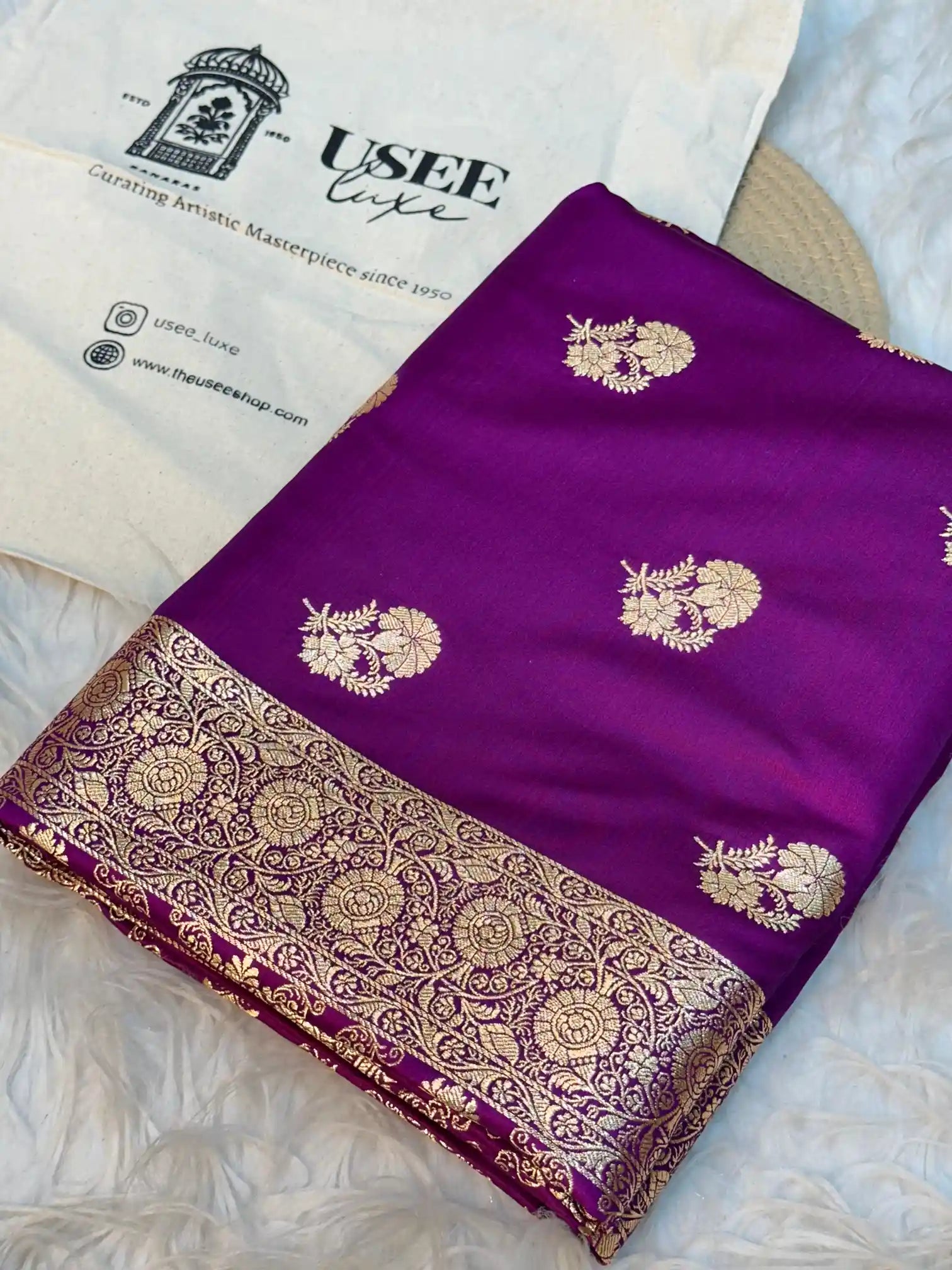 Purple Exclusive Satin Silk traditional Banarasi saree