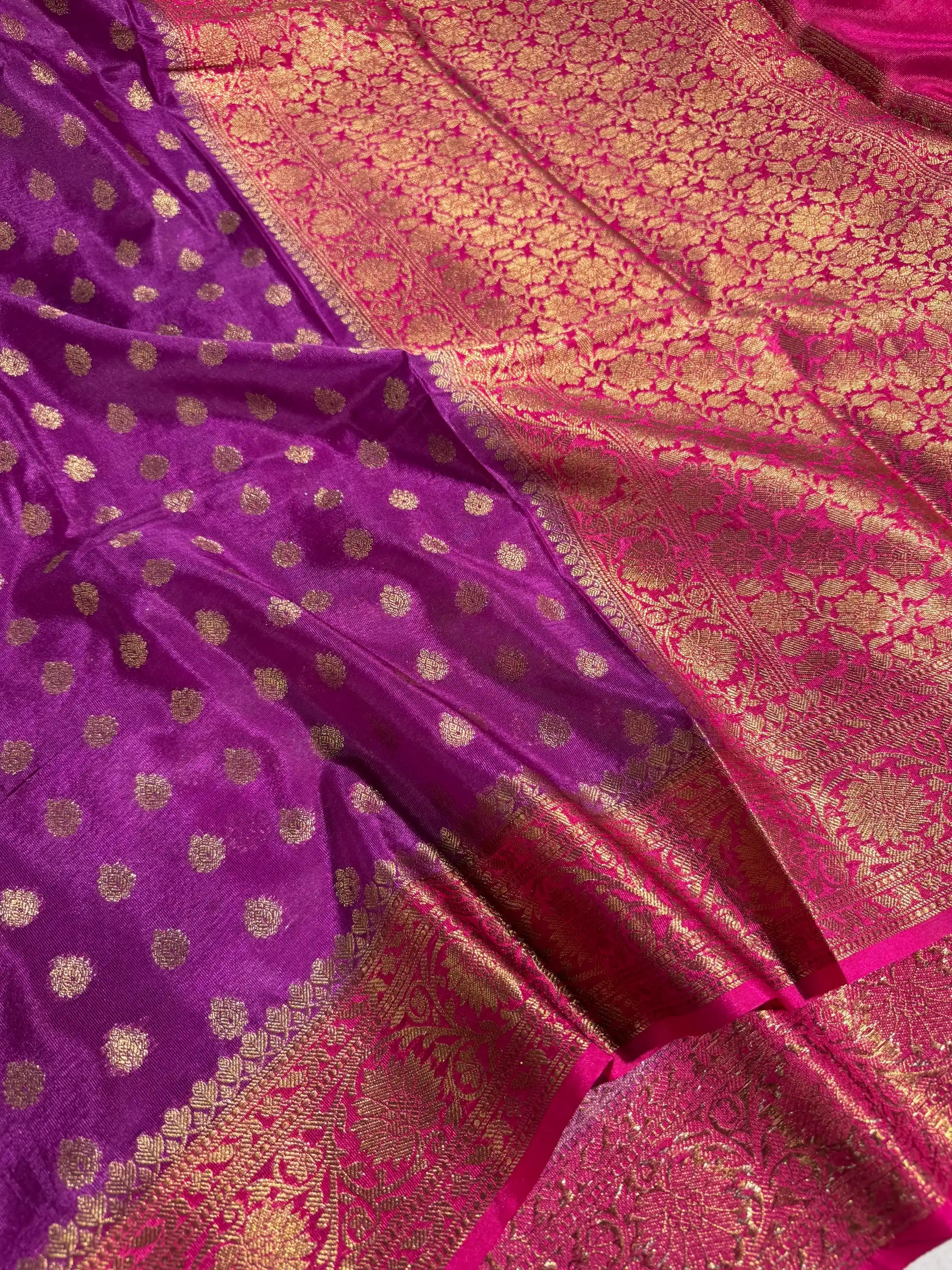 Purple Georgette Silk Khaddi Buti Weave Banarasi Saree