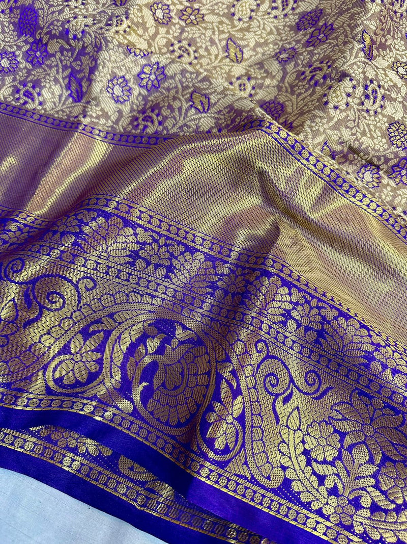 Purple Kanjeevaram Tissue Silk Meenakari Banarasi Saree