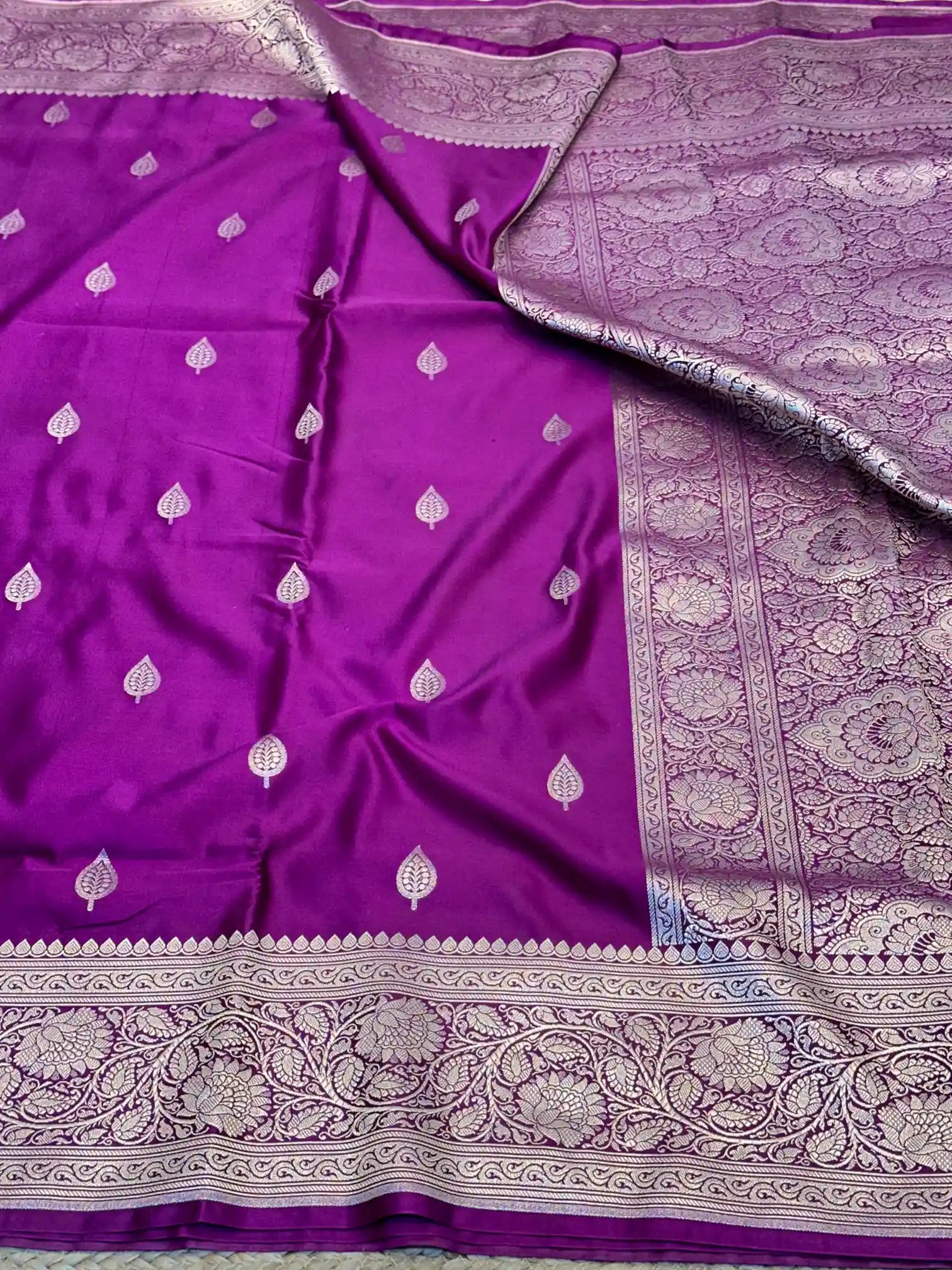 Purple Motifs Weave Mashru Katan Saree