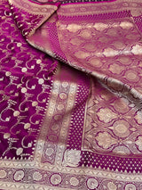 Purple Premium Mashru Katan Silk Floral Jaal Banarasi Saree