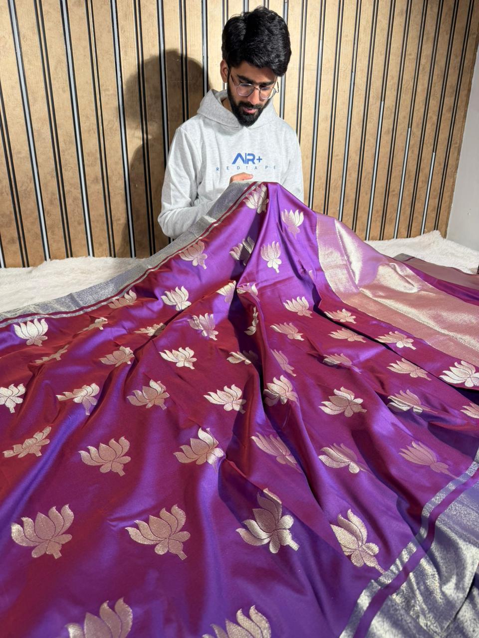 Purple Softsilk Traditional Weave Banarasi Saree 