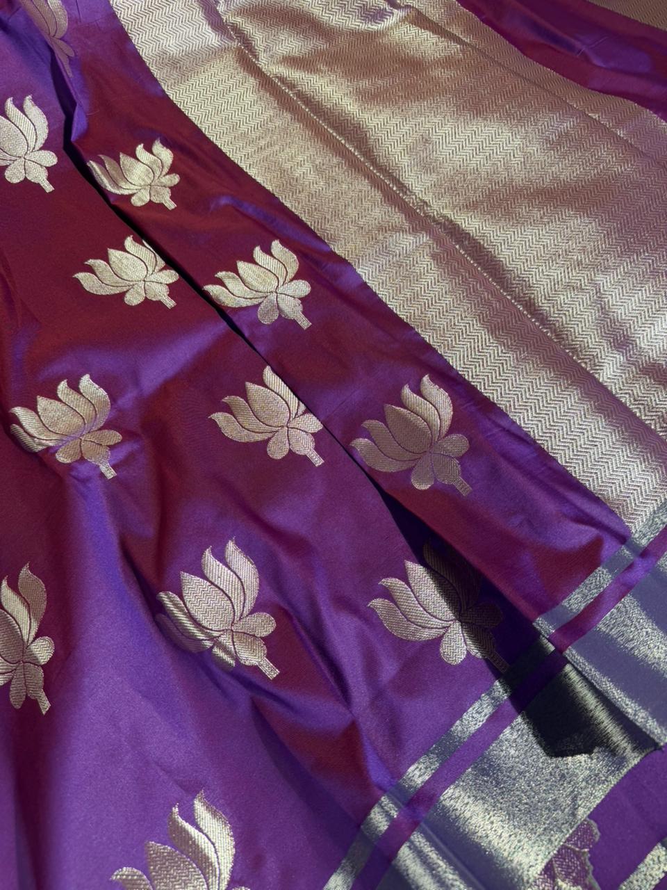 Purple Softsilk Traditional Weave Banarasi Saree 