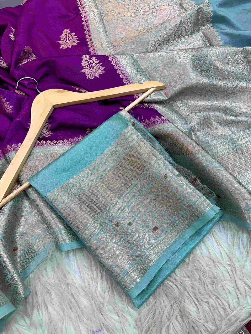 Purple Chinia Silk Banarasi Saree