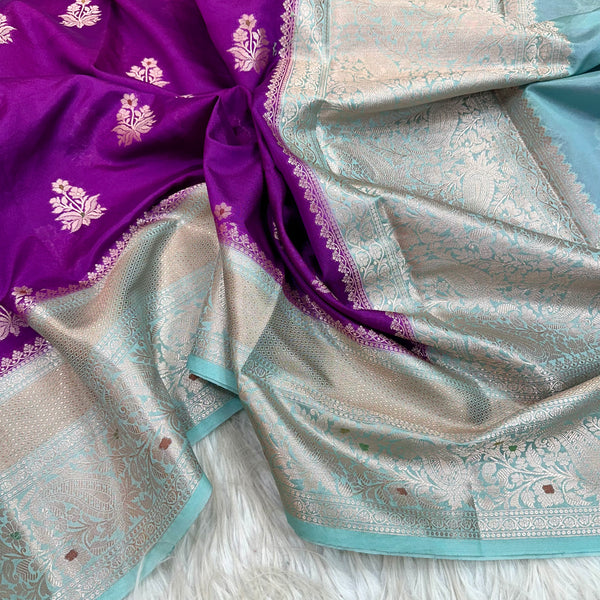 Purple Chinia Silk Banarasi Saree