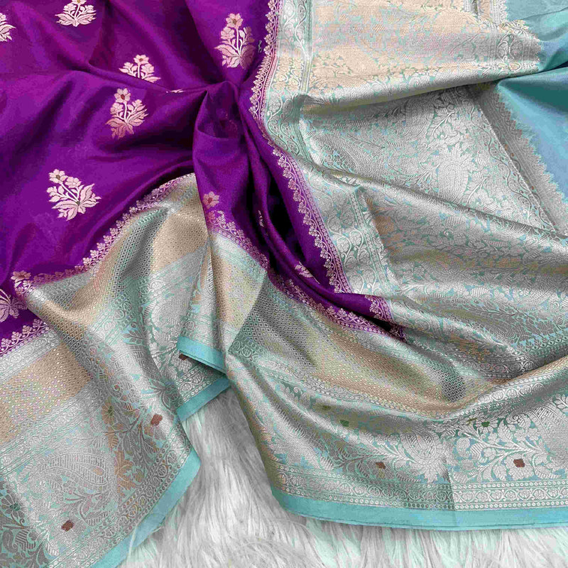 Purple Chinia Silk Banarasi Saree