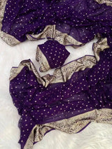 Purple Color Viscose Georgette Saree