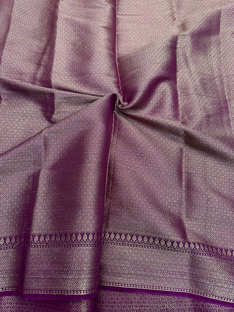 Purple Mysore Crepe Silk Meenakari Floral Saree