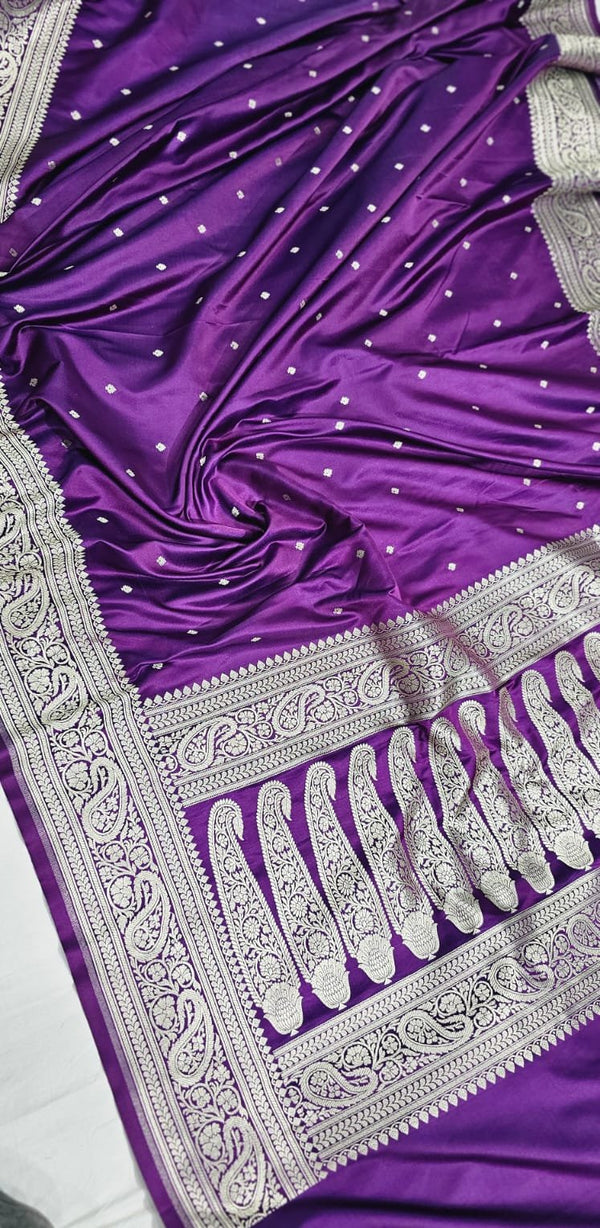 Purple Premium Mashru Katan Silk Banarasi Saree