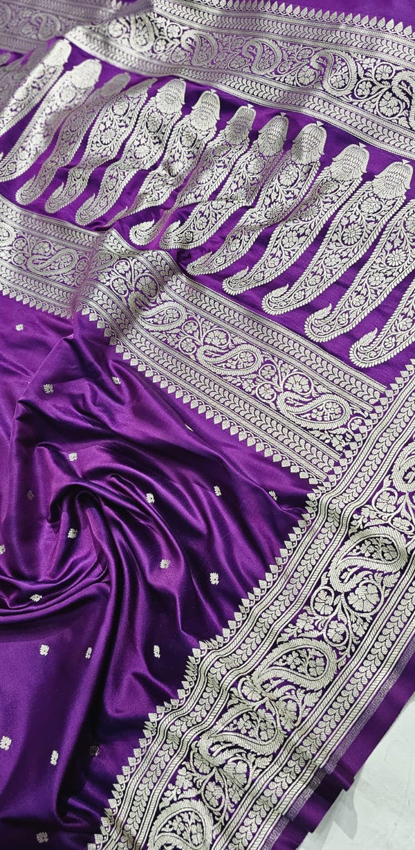 Purple Premium Mashru Katan Silk Banarasi Saree