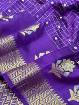 Purple Shade Raw Mango Silk Banarasi Saree