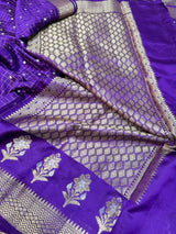 Purple Shade Raw Mango Silk Banarasi Saree