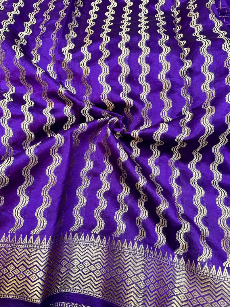 Purple Shade Raw Mango Silk Banarasi Saree