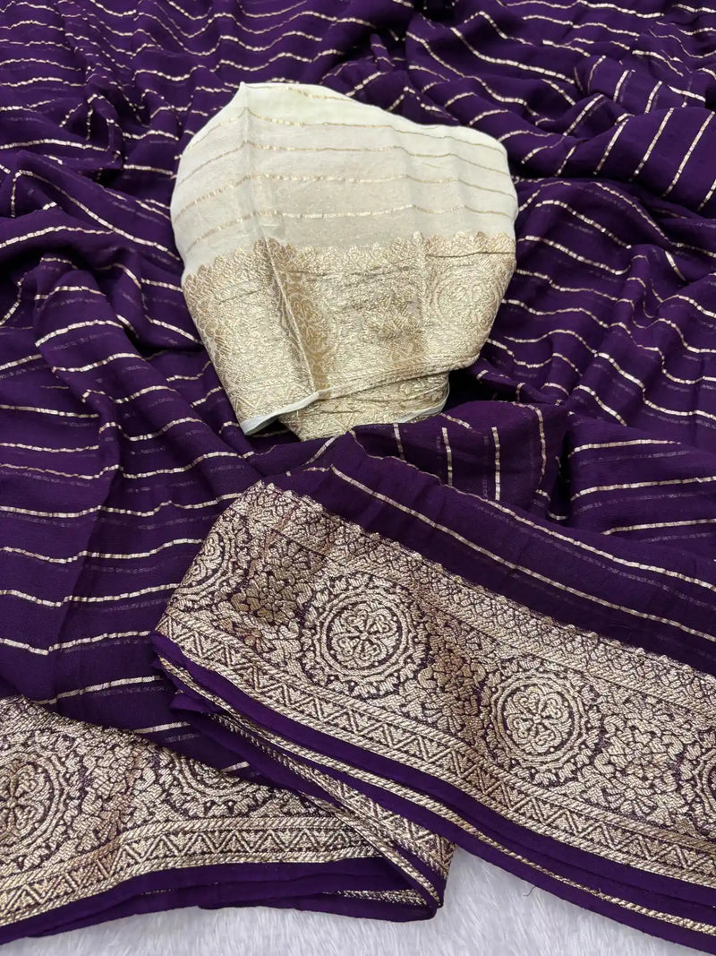 Purple Shade Viscose Georgette Saree