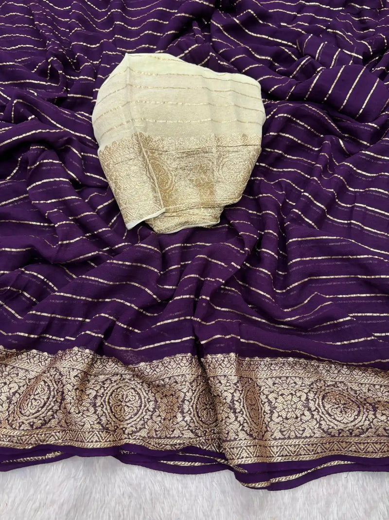 Purple Shade Viscose Georgette Saree