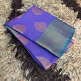 Purple Soft Cotton Silk Zari Buta Banarasi Saree