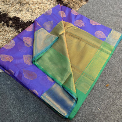 Purple Soft Cotton Silk Zari Buta Banarasi Saree