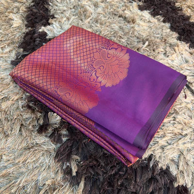 Purple Softsilk Brocade Pattern Jacquard Banarasi Saree