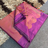 Purple Softsilk Brocade Pattern Jacquard Banarasi Saree