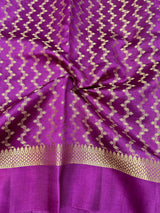 Purple Stripes Raw Mango Silk Banarasi Saree