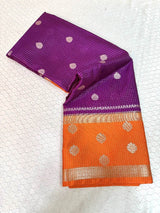 Purple Warm Silk Checks Buta Banarasi Saree