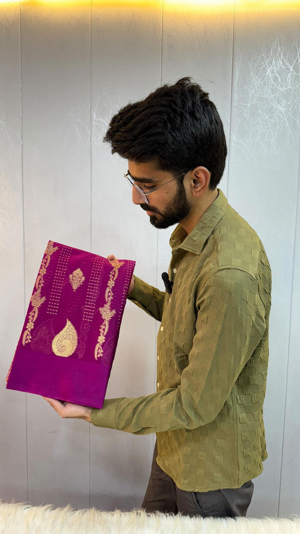 Purple Warm Silk Handloom Inspired Saree