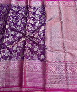 Purple Warm Silk Kota Checks Banarasi Saree