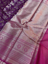 Purple Warm Silk Kota Checks Banarasi Saree