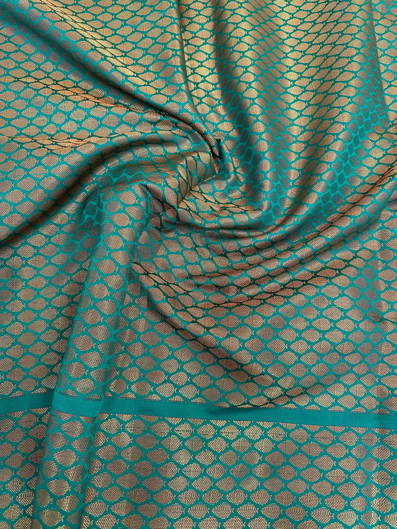 Rama Green Softsilk Brocade Pattern Jacquard Banarasi Saree