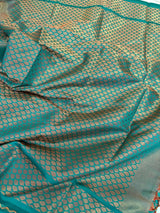 Rama Green Softsilk Brocade Pattern Jacquard Banarasi Saree